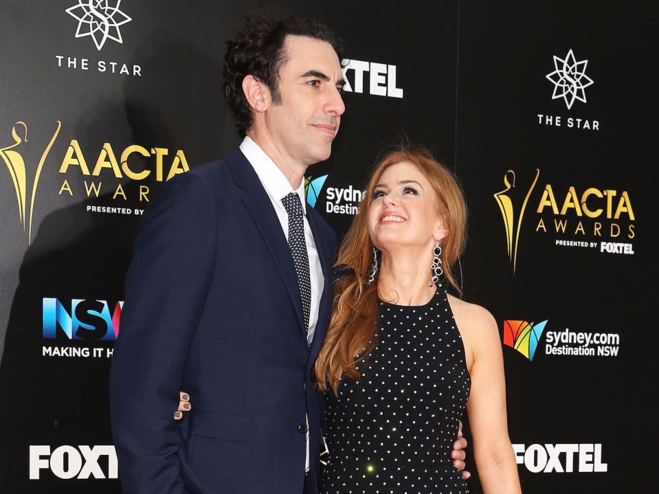 Sacha Baron Cohen and Isla Fisher at the 2016 AACTA Awards.