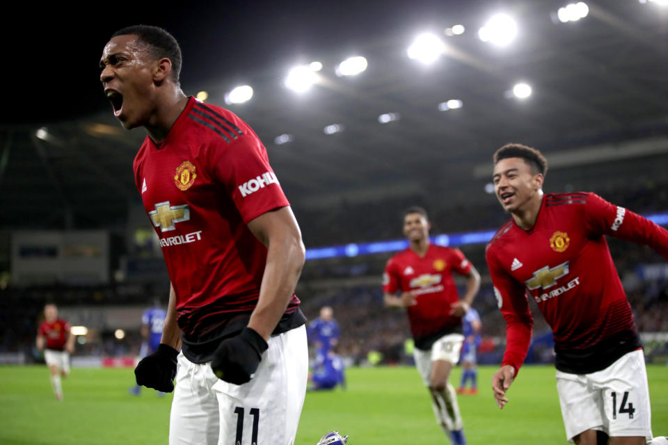 Anthony Martial (left) returned to the United side with a goal at Cardiff (Nick Potts/PA)