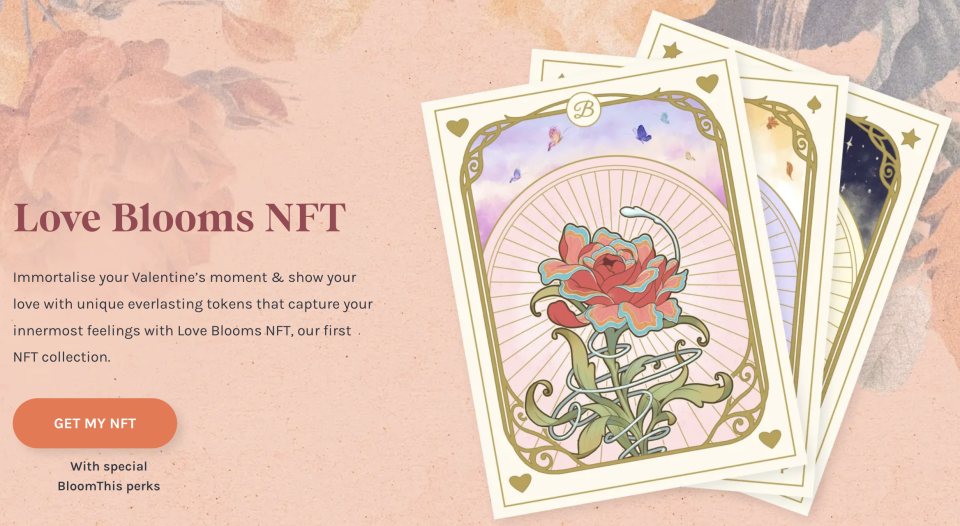 BloomThis今年推出Love Blooms NFT，約230美元一張玫瑰NFT