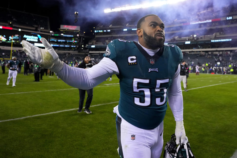 Brandon Graham reportedly received a fine of over $13K for his actions during the NFC championship. (Photo by Mitchell Leff/Getty Images)