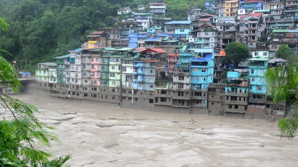 High water levels in the Teesta river in Sikkim, India, on October 4. - Government of Sikkim