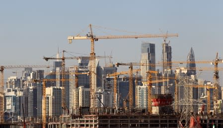 FILE PHOTO: General view of Dubai's cranes at a construction site in Dubai