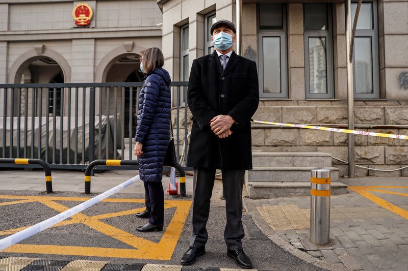 Jim Nickel, Charge d'affaires of the Canadian Embassy in Beijing, stands outside Beijing No. 2 Intermediate People's Court