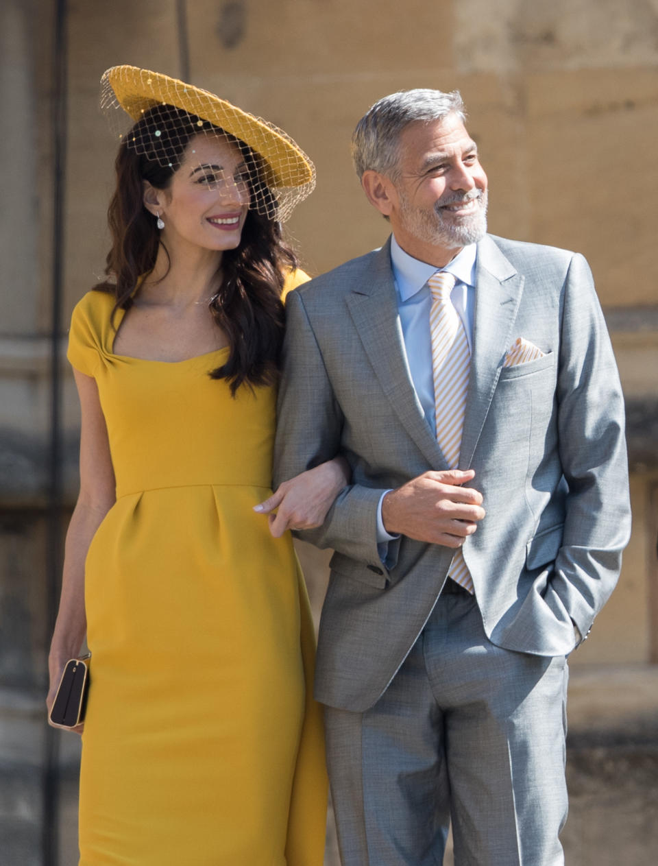 George Clooney and wife Amal Clooney at Meghan and Harry’s royal wedding in May last year. Source: Getty