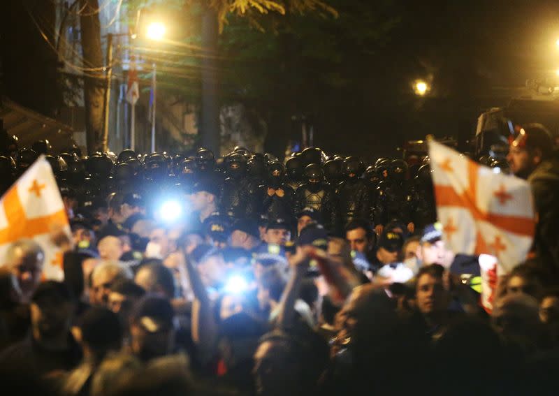 People protest against the "foreign agents" bill in Tbilisi