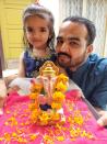 Nisha Pavan Bajaj: "Brought Ganesha home for first time that too when we are in Indonesia. My daughter Nandini's all crazy about her Ganpati bappa."