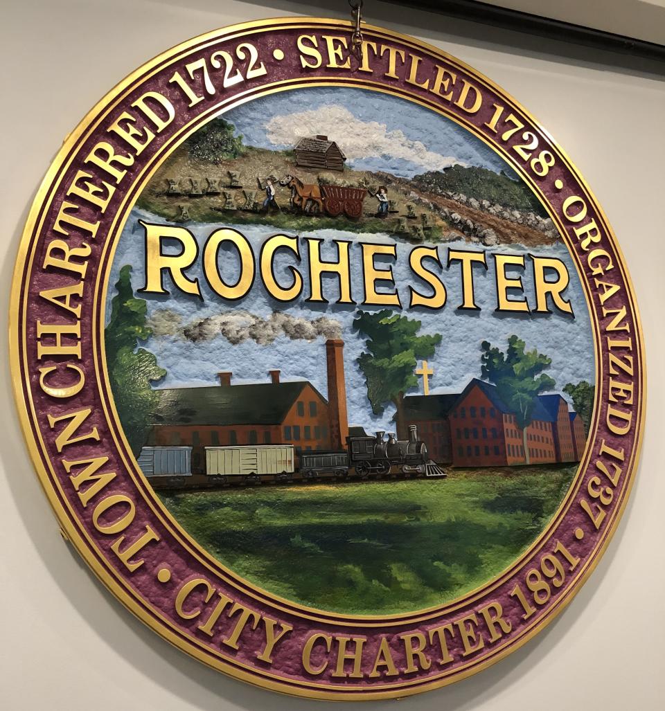 The official city of Rochester seal, as seen hanging in City Hall. [File photo: Kyle Stucker/Fosters.com]