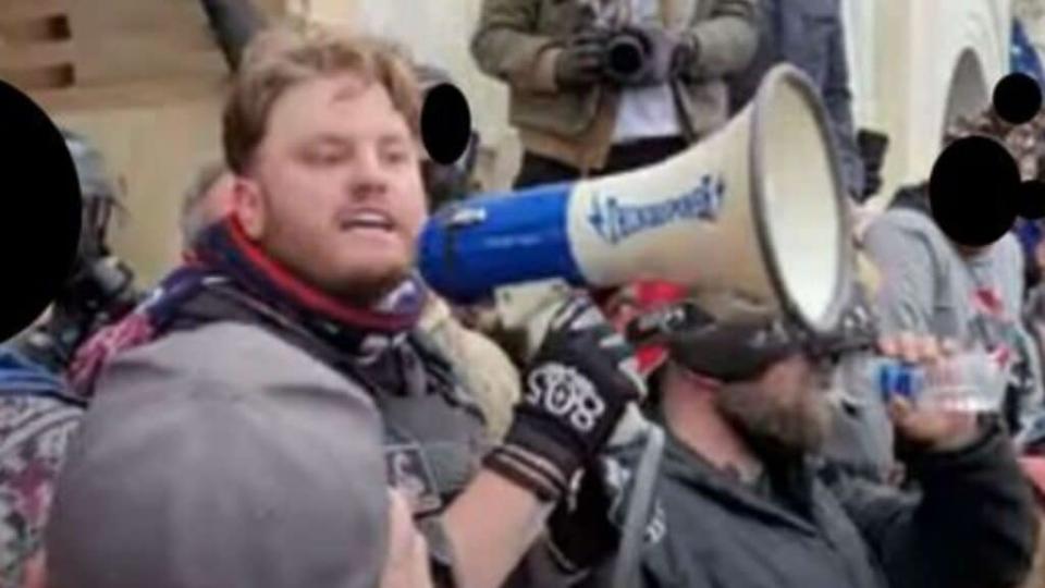 Anthony Antonio (center) was identified as being inside the U.S. Capitol Building and participating in the January 6 insurrection. His lawyer says he “became hooked with what I call ‘Foxitus’ or ‘Foxmania.'” (FBI)