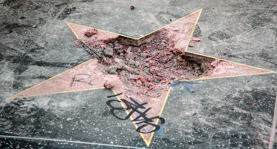 Donald Trump's star on the Hollywood Walk of Fame pictured on July 25, 2018. (Photo: Gabriel Olsen/Getty Images)