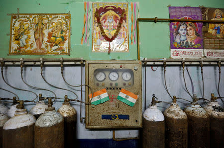 A room containing oxygen tanks is seen in the Baba Raghav Das hospital in Gorakhpur district, India August 13, 2017. REUTERS/Cathal McNaughton