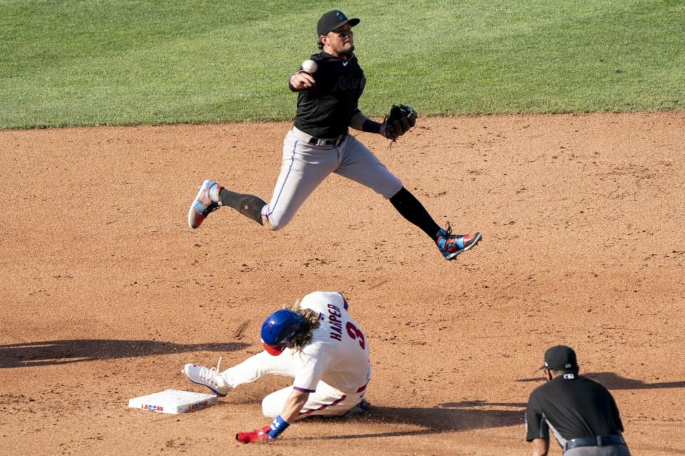 Miguel Rojas' custom cleats got a lot of attention from a double-play he turned in 2020.