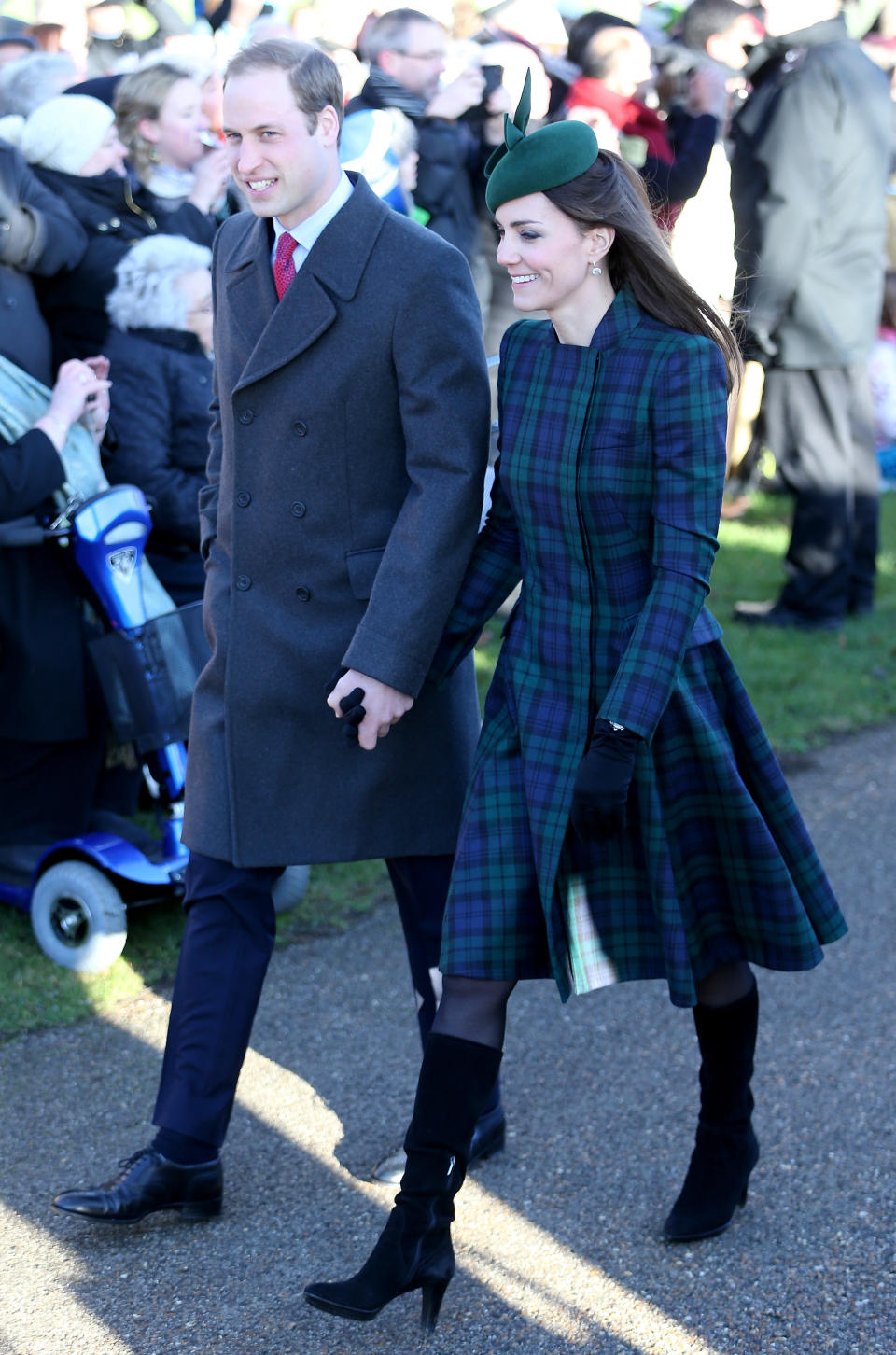 The Prince and Princess of Wales arrive for the Christmas Day church service at Sandringham in 2013. (Getty Images)