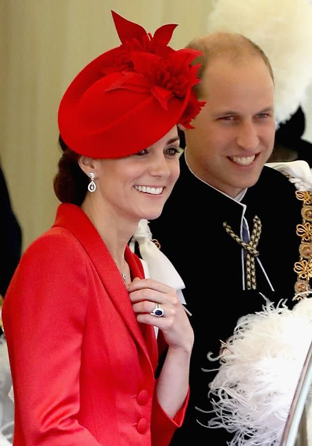 The Duchess also showed off her wedding day earrings.