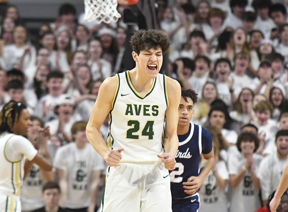 Raleigh Burgess of Sycamore reacts during the game against Fairmont in the district final at Fifth Third Arena, Sunday, March 6, 2022.