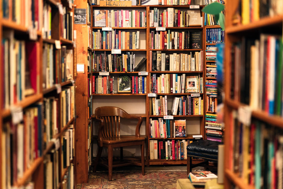 bookstore shelves