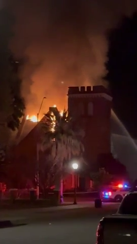 Emily Ramirez captured video of the First Presbyterian Church on fire on May 23, 2023.