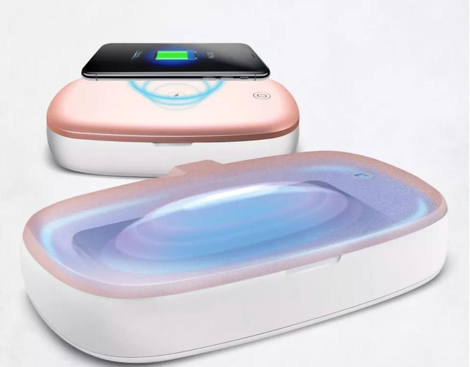 This wireless UV light sanitizer charges and disinfects your phone at the same time. <a href="https://fave.co/3g6GyNX" target="_blank" rel="noopener noreferrer">Find it for $40 at Urban Outfitters</a>.