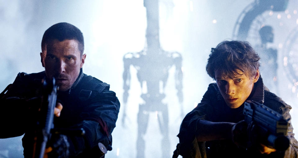 Christian Bale and Anton Yelchin in "Terminator: Salvation"