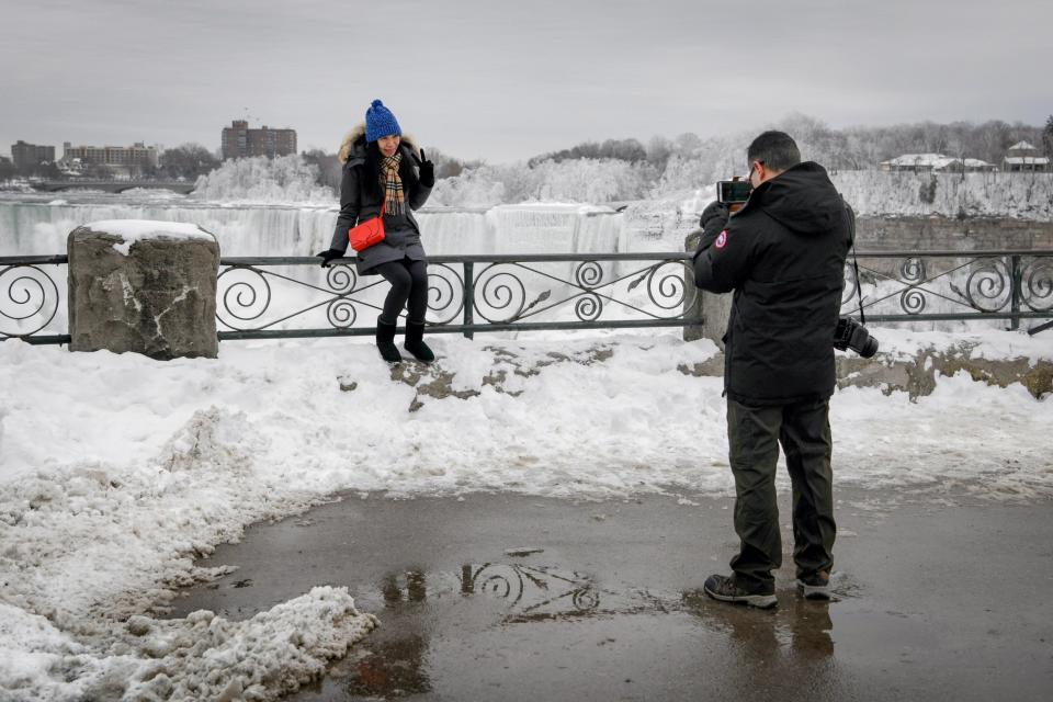 Parts of the landmark froze over this week, after temperatures in North America plummeted(Reuters)