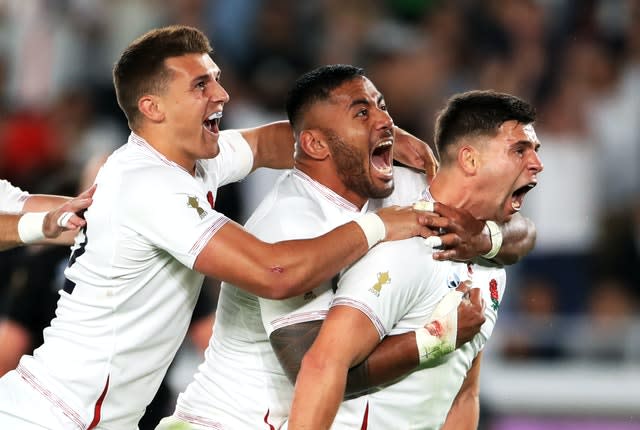 Ben Youngs (far right) will win his 100th England cap in Rome