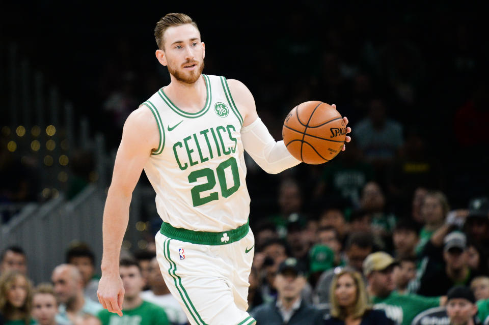 Boston Celtics forward Gordon Hayward plans to return from hand surgery on Monday. (Kathryn Riley/Getty Images)