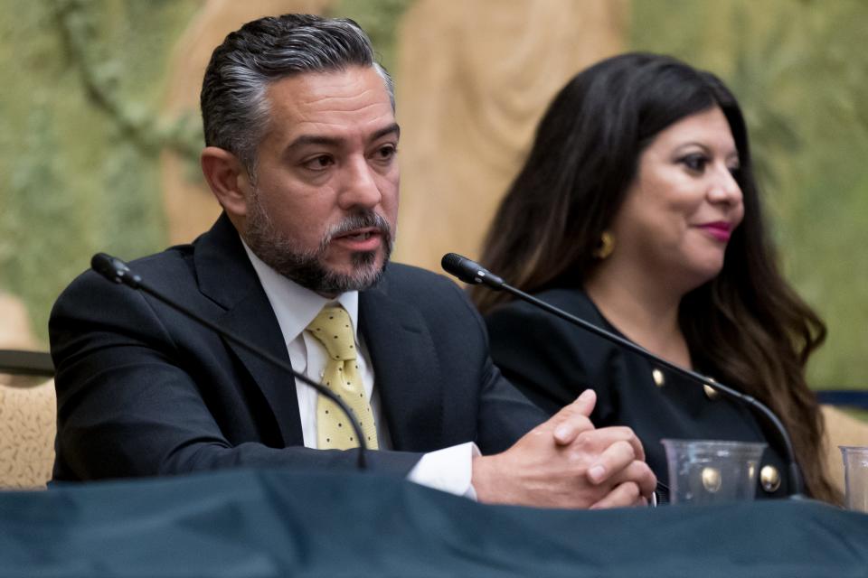 State Sen. César Blanco speaks at the 88th Legislative Session Wrap-Up on Tuesday, Aug. 8, 2023, in Downtown El Paso. Blanco supports House Bill 3 but sees it as "only one step in the right direction."