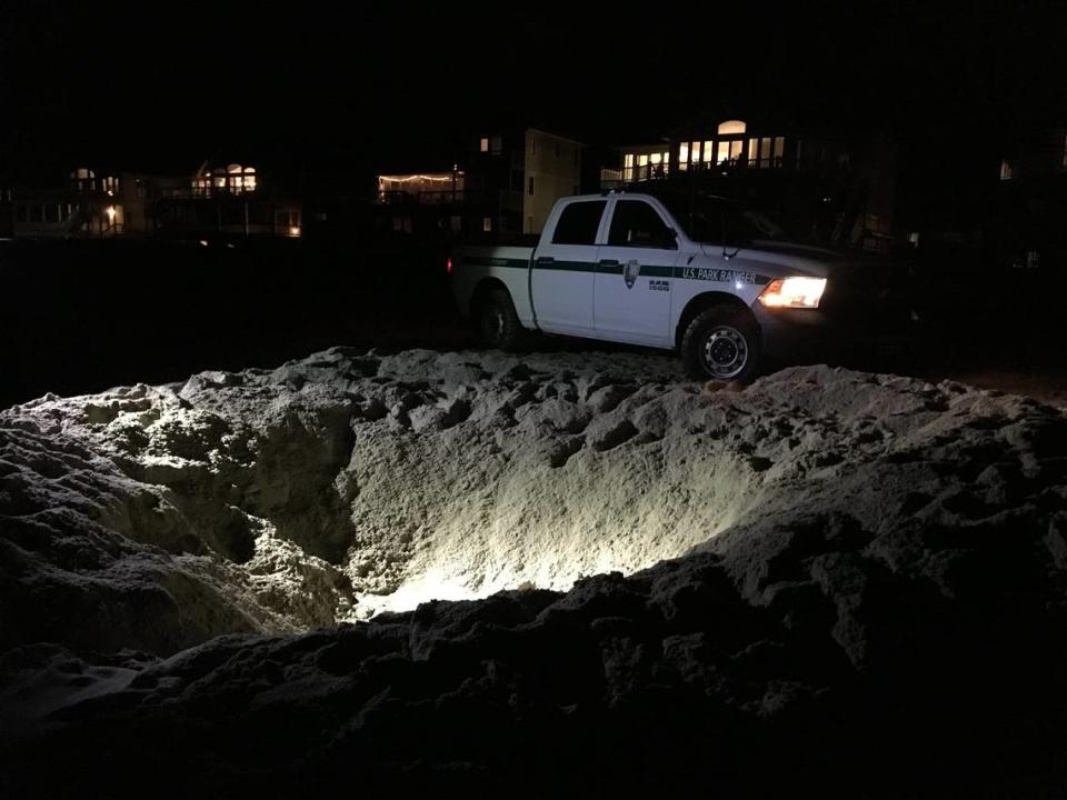 This is the large hole found overnight at Cape Hatteras.