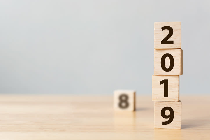Blocks stacked to show the year 2019, with an 8 block in the background