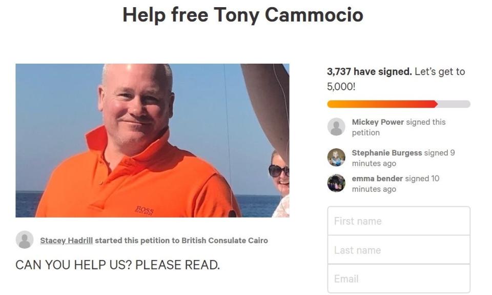 Screengrab from petition.org of a petition for Tony Comoccio (PA)