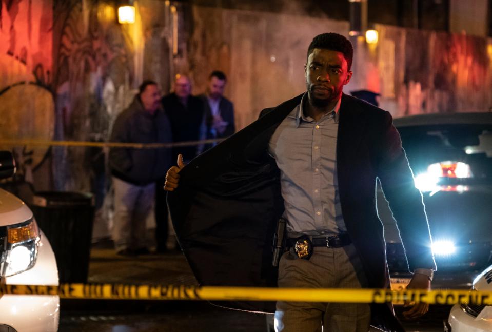 Chadwick Boseman stars as a crusading cop in "21 Bridges."