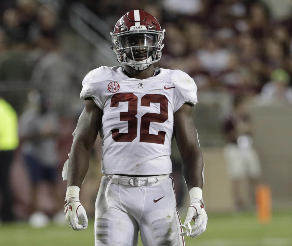 Alabama linebacker Rashaan Evans doesn’t care who shows up to the national title game. (AP Photo/David J. Phillip, File)