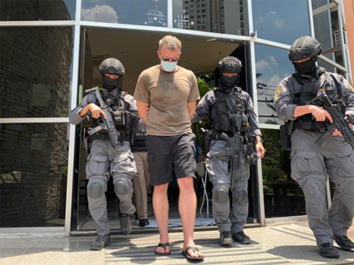 <p>Thai police arrest two former US Marines, including Jeremy Manchester (pictured), over alleged kidnapping plot</p> (Crime Suppression Division)