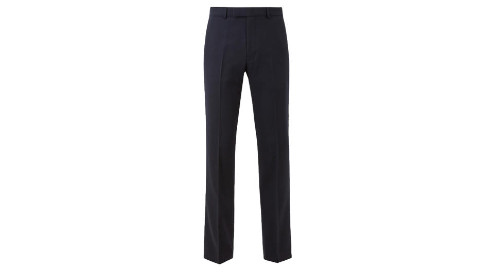 Navy Regular Fit Wool Blend Trousers