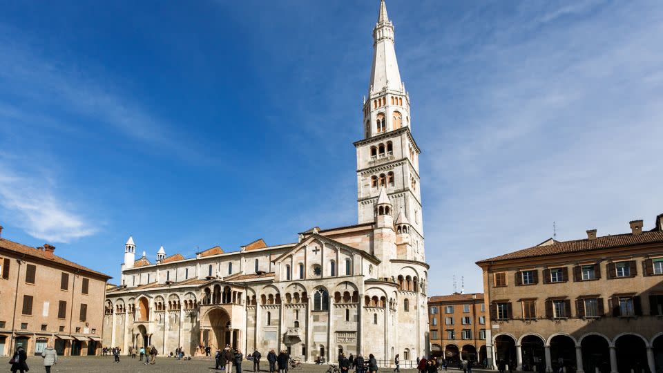Piazza Grande features the UNESCO World Heritage-listed Modena Cathedral, built in the 11th Century in the Romanesque style. - Thurtell/iStock Unreleased/Getty Images