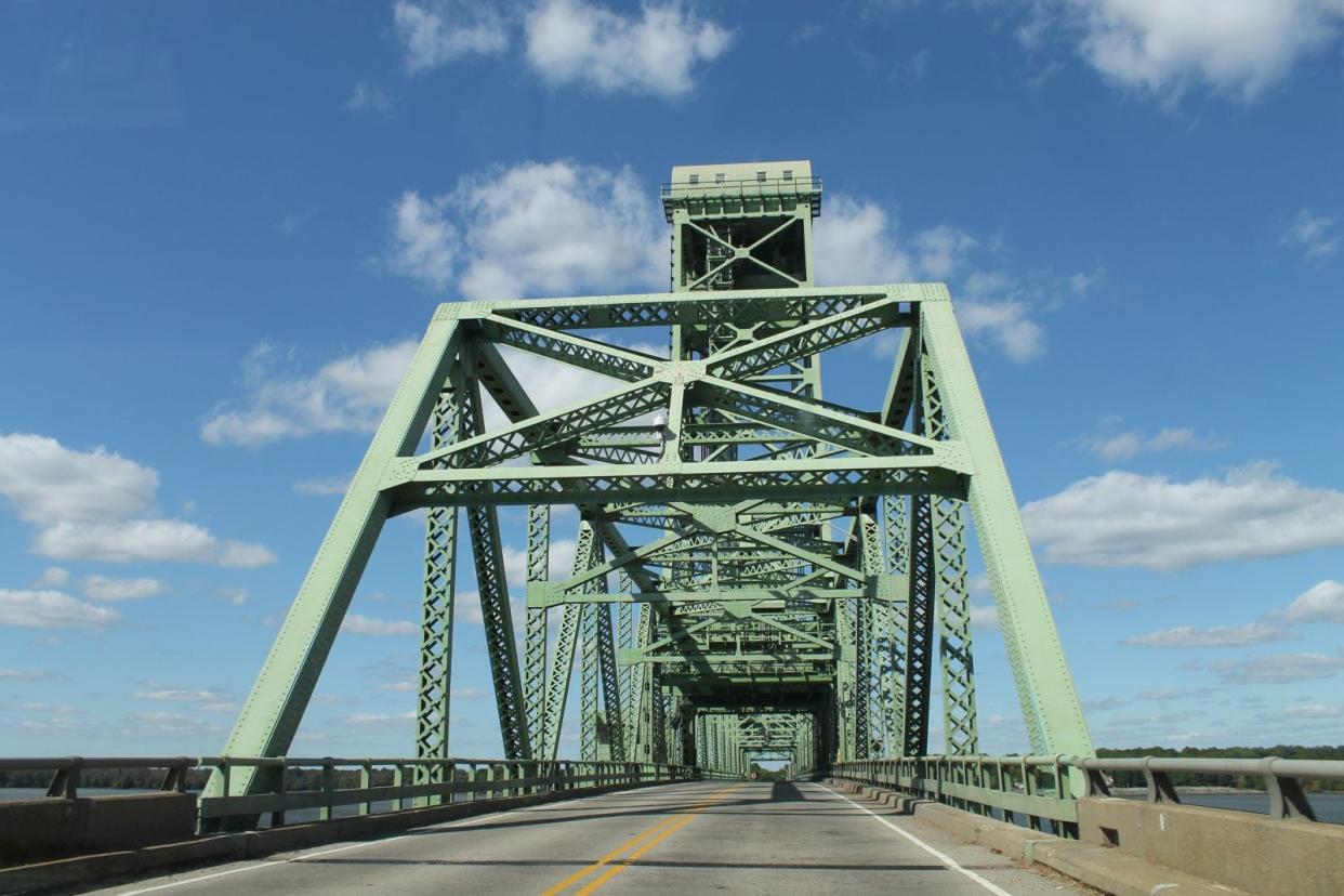 The Benjamin Harrison Memorial Bridge carries state Routes 106 and 156 across the James River between Prince George and Charles City counties. It will be a major connecting factor in the Hopewell-Prince George Chamber of Commerce's new 'Five & Dime" driving trail.