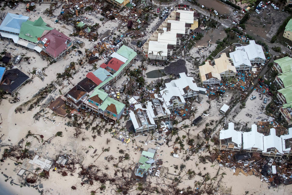 <p>La Isla de San Martín, completamente inundada (Netherlands Ministry of Defence/Handout via REUTERS) </p>