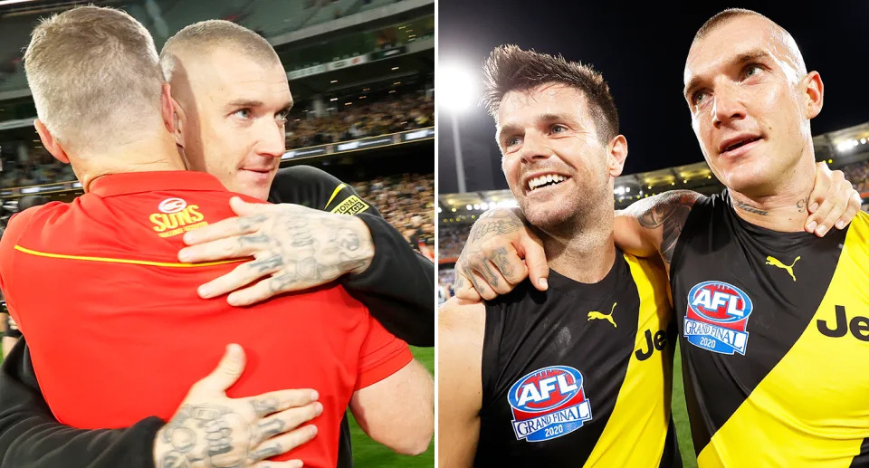 On the right is former Richmond captain Trent Cotchin and Dustin Martin.