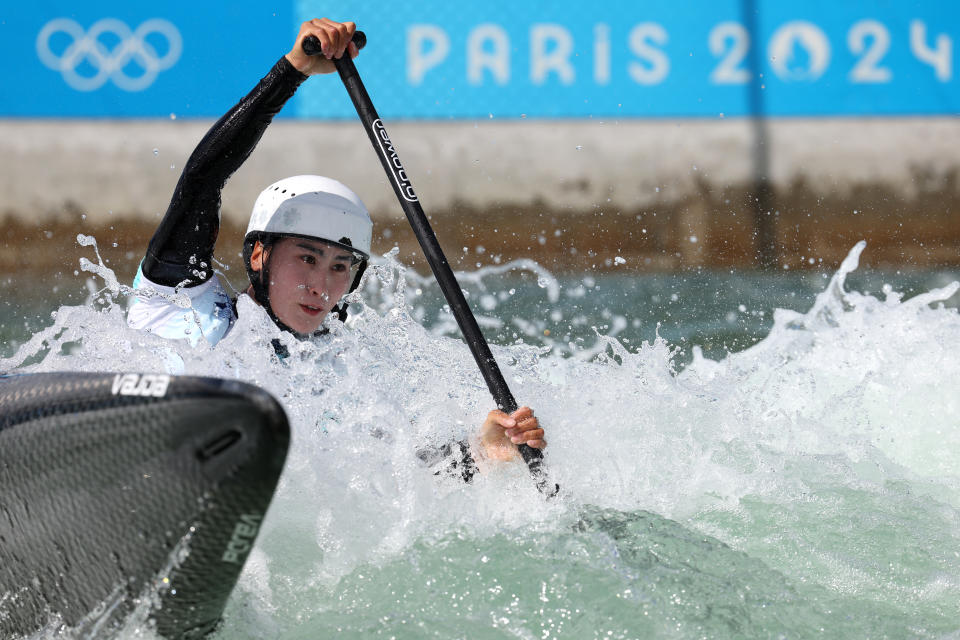 PARIS, FRANCE - JULY 23: Juan Huang of China during Canoe practice at the at Vaires-Sur-Marne Nautical Stadium on July 23, 2024 in Paris, France. (Photo by Justin Setterfield/Getty Images)