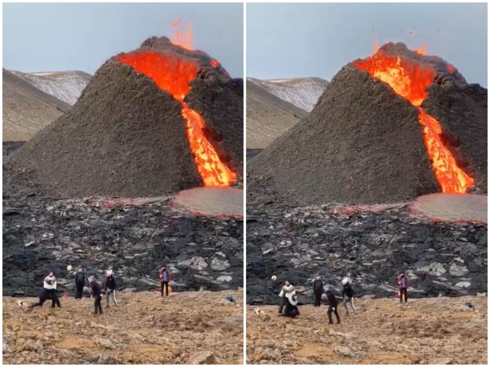 冰島火山噴發群聚「玩排球」　遭批：作秀作太超過！