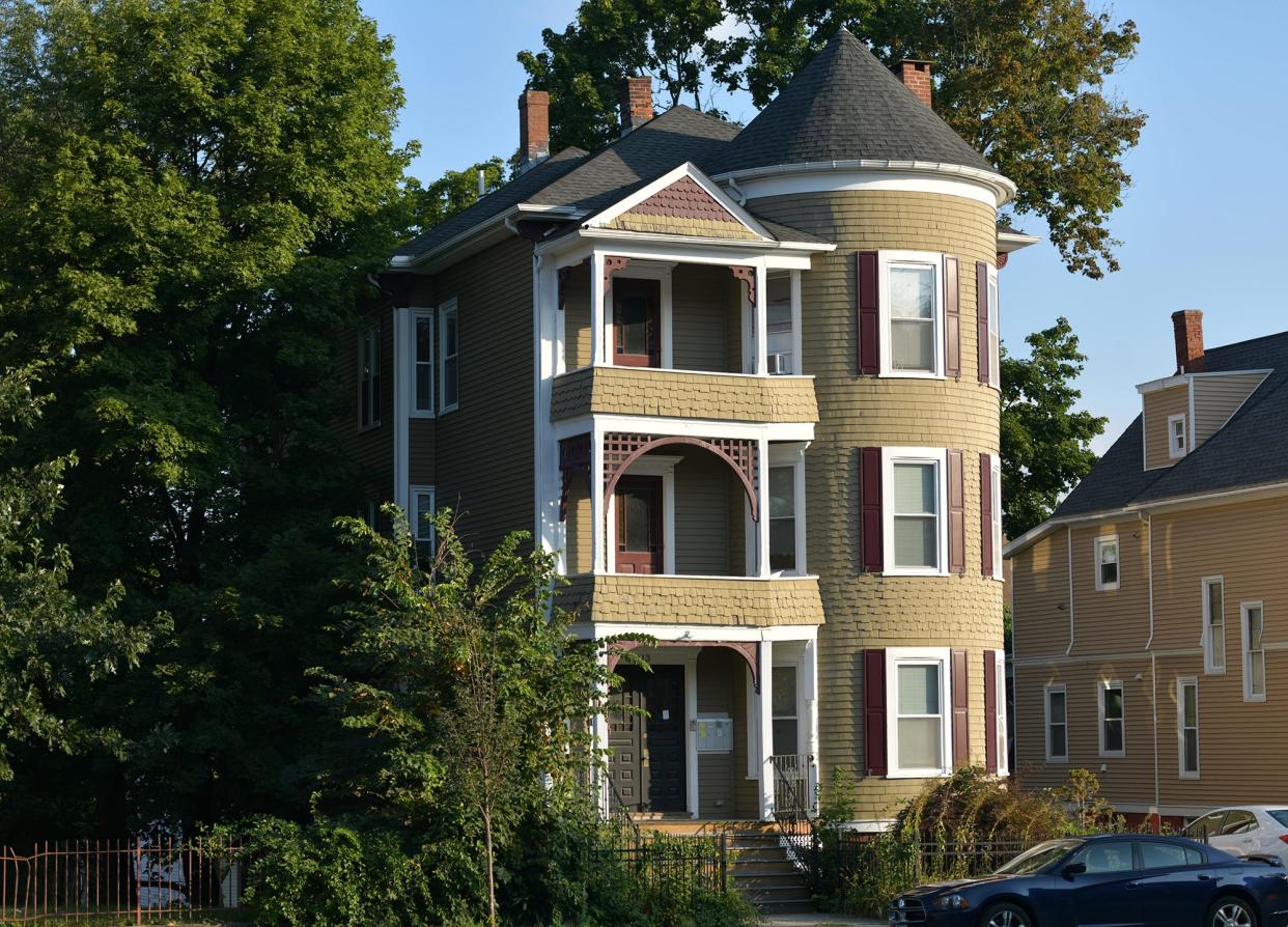 A three-decker at 913 Main St., Worcester, has been renovated and houses Clark University students. The original owner was Frank Reed in 1888.