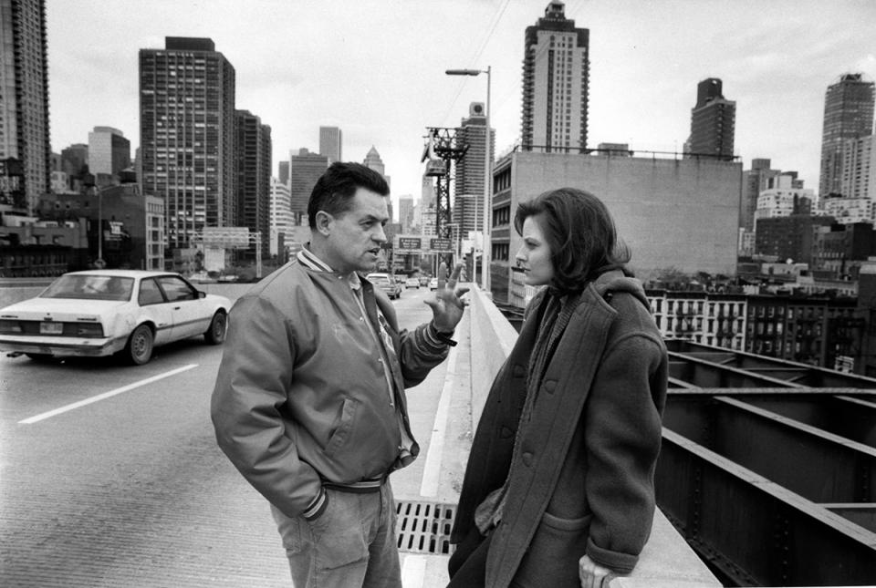 Director Jonathan Demme and Jodie Foster in a behind-the-scenes shot from 1991's Silence of the Lambs