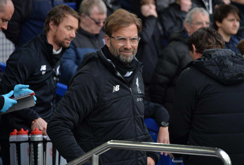 <p>Liverpool manager Juergen Klopp looks on </p>