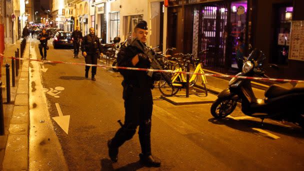 PHOTO: A police officer cordons off the area after a knife attack in central Paris, May 12, 2018. (Thibault Camus/AP, FILE)