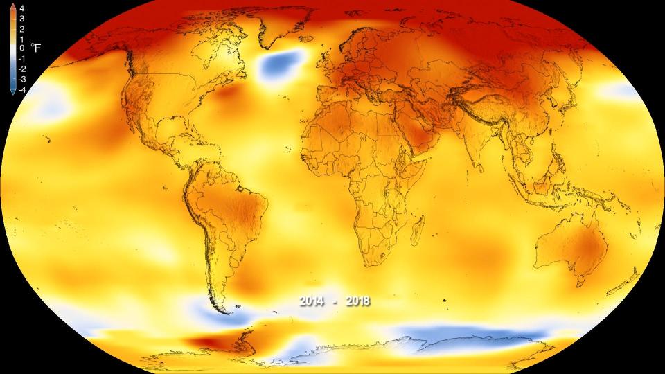 global warming temperature climate change 2014 to 2018