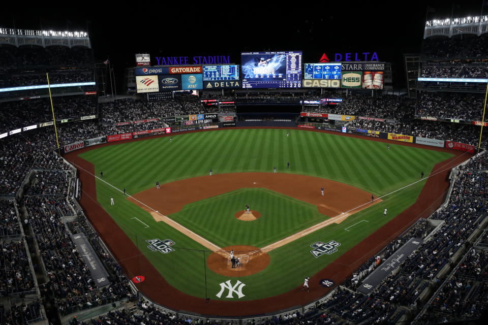 Rain in the forecast has postponed ALCS Game 4 at Yankee Stadium. (Photo by Mary DeCicco/MLB Photos via Getty Images)
