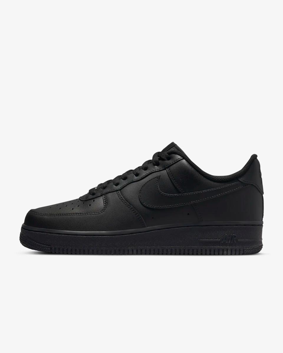 Nike Air Force 1 sneakers in “Black.”