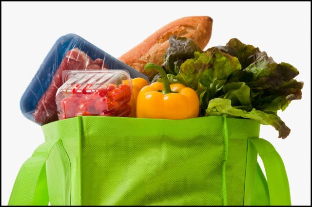 BMHPAK Full grocery bag. Reusable shopping bag