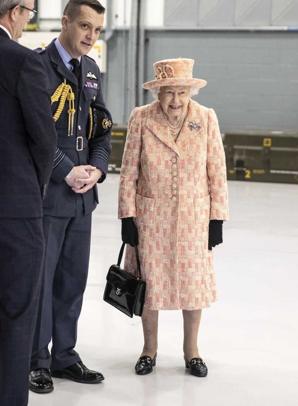 Queen Elizabeth II visits the Royal Air Force in King's Lynn, England, on Feb. 3.