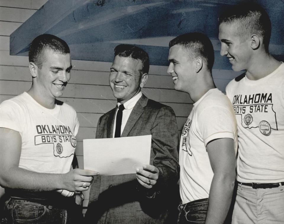 Participants in the 1960 Boys' State event designate then-Lt. Gov. George Nigh as "Honorary Colonel of Oklahoma Boys' State."