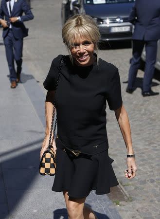 France's first lady Brigitte Trogneux arrives at the Magritte Museum in Brussels, May 25, 2017. REUTERS/Francois Lenoir